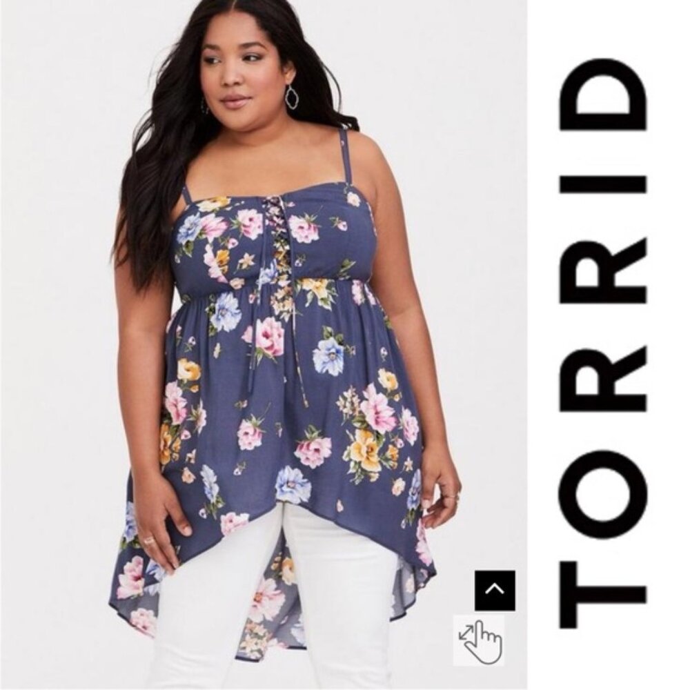 Torrid | "Flower Shower" Babydoll Challis Hi-Low Cami | Size 0